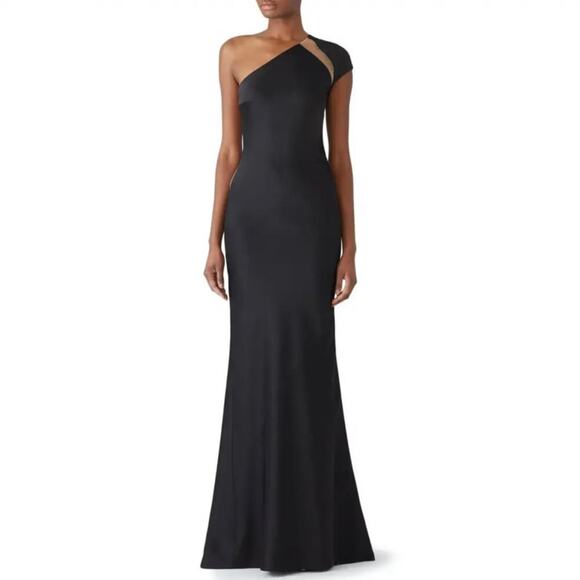 KAUFMANFRANCO Onyx Column Evening Gown - One-Shoulder Dress - Black - Size 10 - Picture 1 of 6